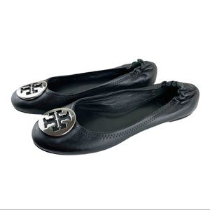 Tory Burch Women’s Black Ballet Flat w/Silver Logo